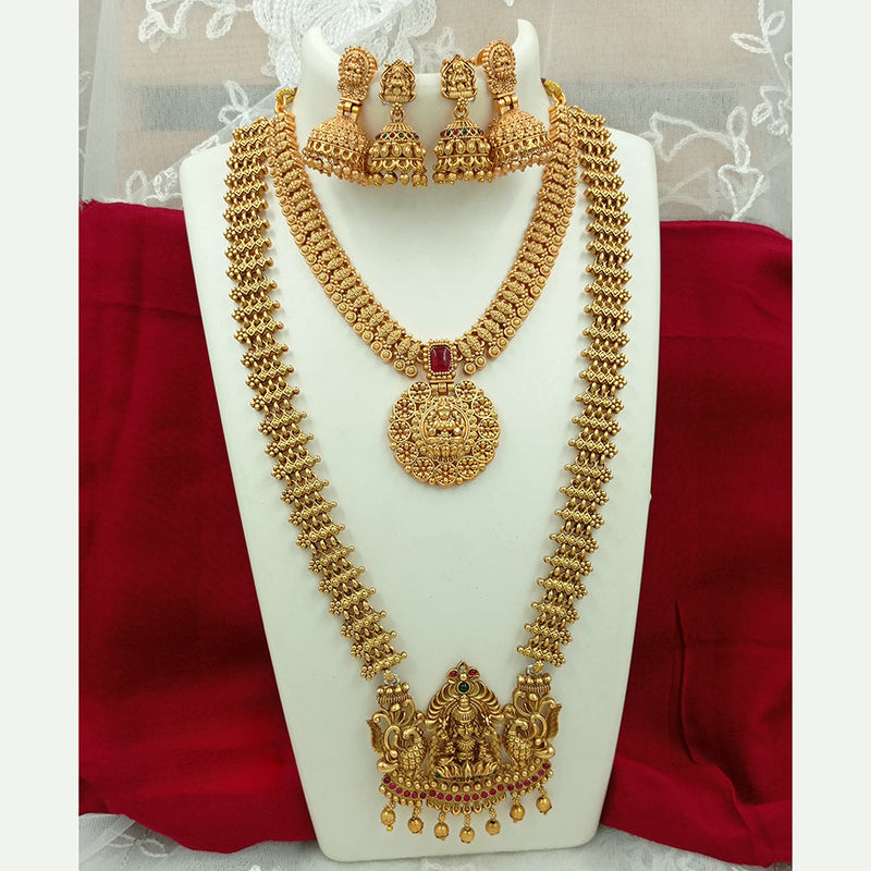 Joyful Jewel Art Matte Gold Plated Temple Necklace Combo