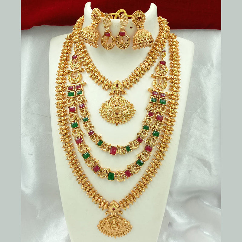 Joyful Jewel Art Matte Gold Plated Temple Necklace Combo