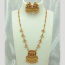 Joyful Jewel Art Matte Gold Plated Pearls Long Necklace Set