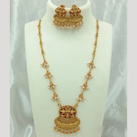 Joyful Jewel Art Matte Gold Plated Pearls Long Necklace Set