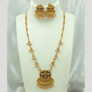 Joyful Jewel Art Matte Gold Plated Pearls Long Necklace Set