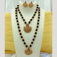 Joyful Jewel Art Matte Gold Plated Kundan Stone And Temple Double Necklace Set