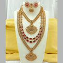 Joyful Jewel Art Matte Gold Plated Crystal Stone Temple Necklace Combo