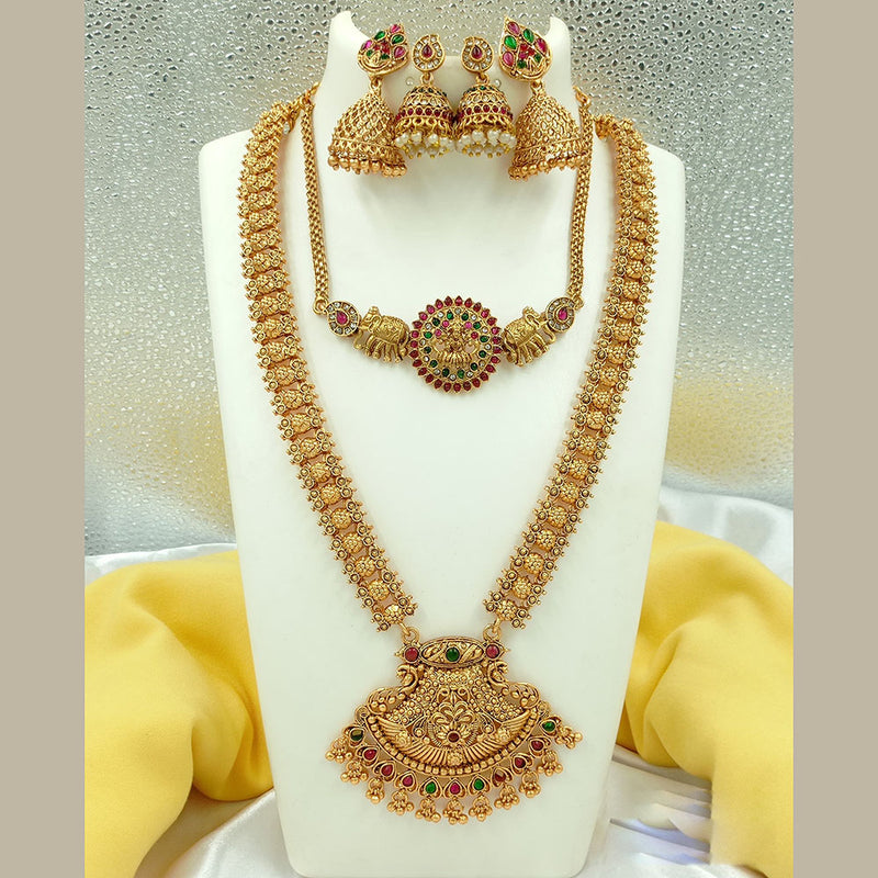 Joyful Jewel Art Matte Gold Plated Pota Stone Necklace Combo