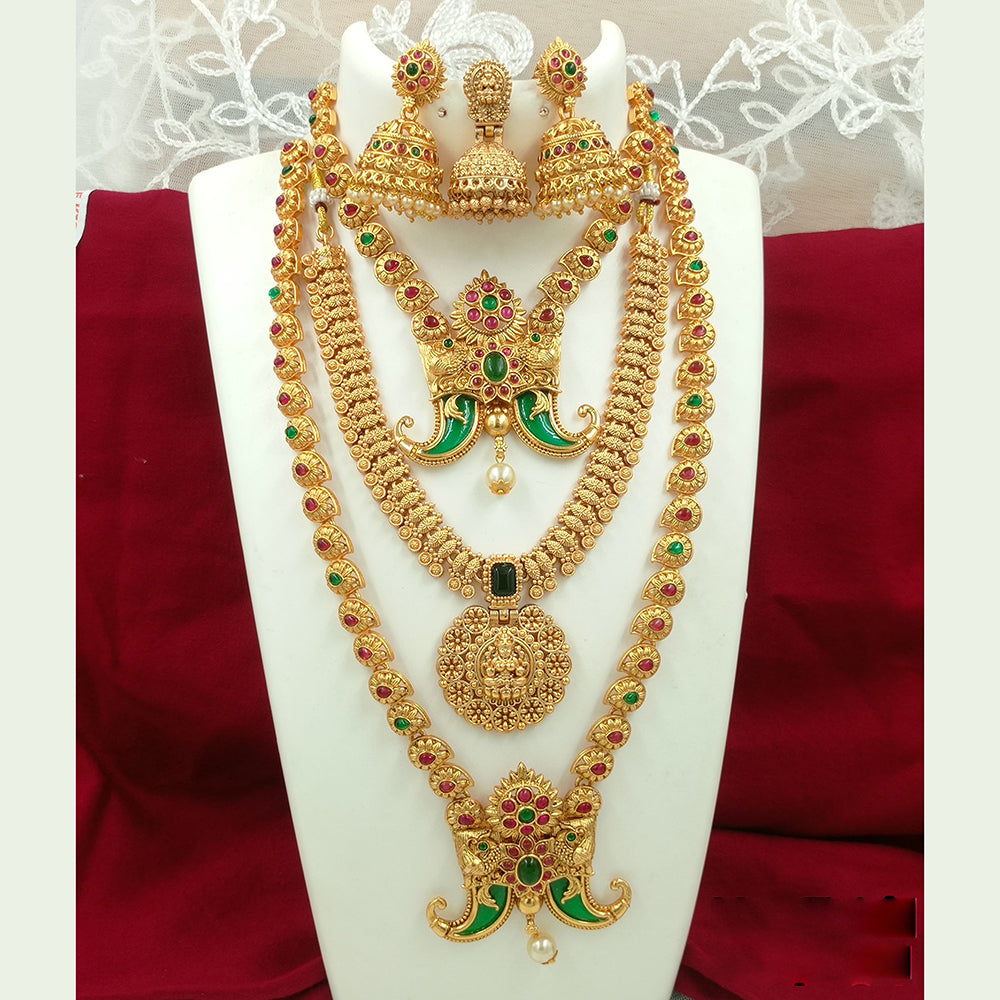 Joyful Jewel Art Matte Gold Plated Pota Stone Necklace Combo