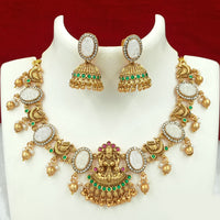 Joyful Jewel Art Matte Gold Plated Pota Stone Temple Necklace Set