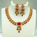 Joyful Jewel Art Matte Gold Plated Pota Stone Necklace Set