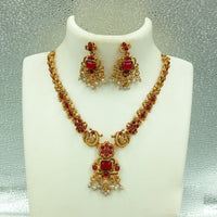 Joyful Jewel Art Matte Gold Plated Pota Stone Necklace Set