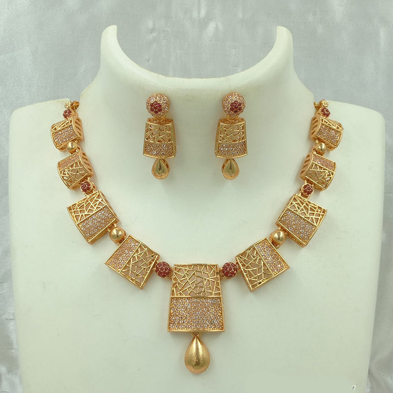 Joyful Jewel Art Matte Gold Plated Austrian  Stone Necklace Set