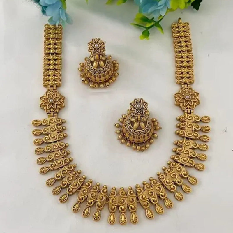 Joyful Jewel Art Matte Gold Plated Pota Stone Necklace Set