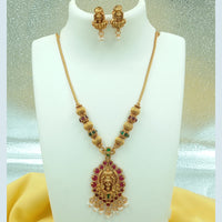 Joyful Jewel Art Matte Gold Plated Pota Stone Temple Necklace Set