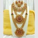 Joyful Jewel Art Matte Gold Plated Pota Stone And Peacock Long Necklace Combo