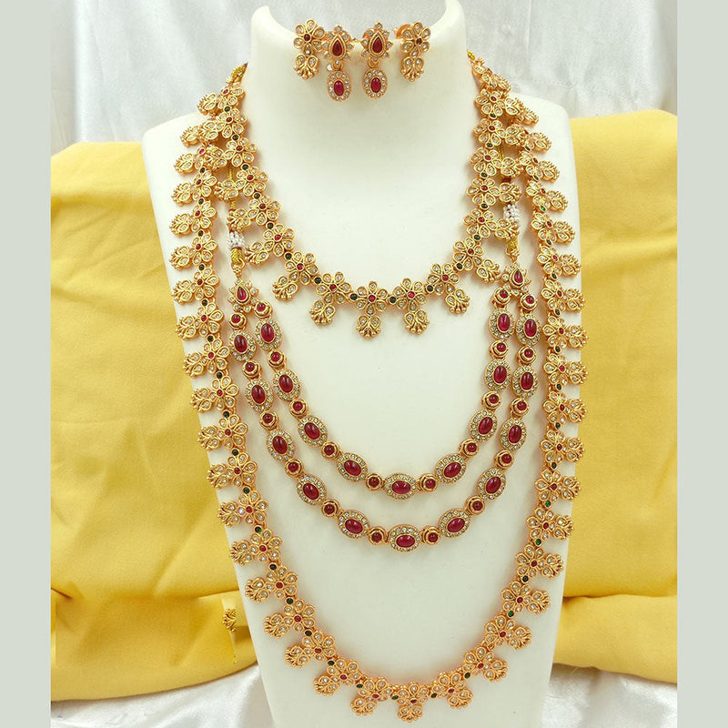 Joyful Jewel Art Matte Gold Plated Austrian Stone Long Necklace Combo