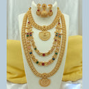 Joyful Jewel Art Matte Gold Plated Pota Stone Temple Long Necklace Combo