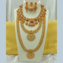 Joyful Jewel Art Matte Gold Plated Pota Stone Temple Long Necklace Combo