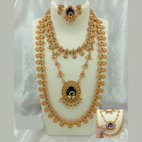 Joyful Jewel Art Matte Gold Plated Austrian Stone And Pearls Necklace Combo