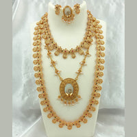 Joyful Jewel Art Matte Gold Plated Austrian Stone And Pearls Necklace Combo