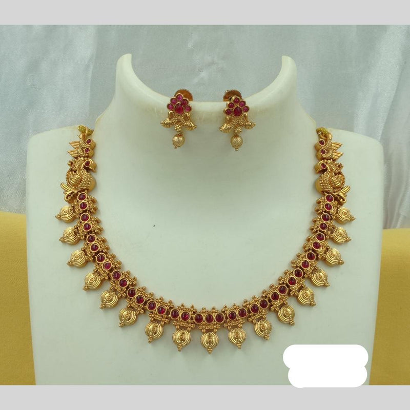 Joyful Jewel Art Matte Gold Plated Pota Stone Necklace Set