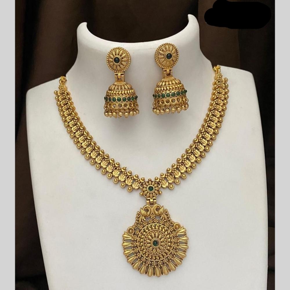 Joyful Jewel Art Matte Gold Plated Pota Stone Necklace Set