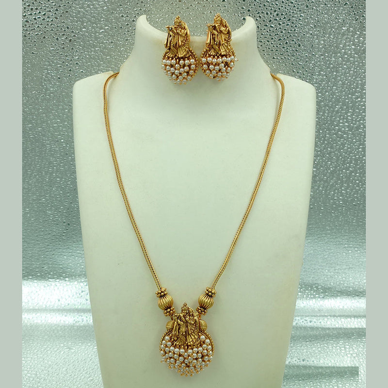 Joyful Jewel Art Matte Gold Plated Pearls Necklace Set