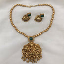 Joyful Jewel Art Matte Gold Plated Pota Stone Temple Necklace Set