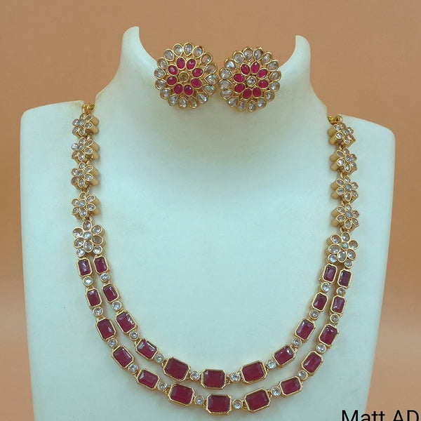 Joyful Jewel Art Matte Gold Plated Crystal Stone Necklace Set