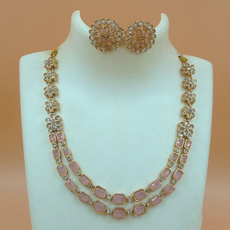 Joyful Jewel Art Matte Gold Plated Crystal Stone Necklace Set