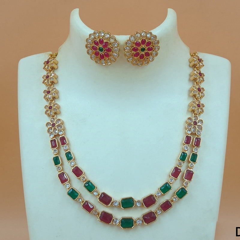 Joyful Jewel Art Matte Gold Plated Crystal Stone Necklace Set