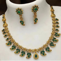 Joyful Jewel Art Matte Gold Plated Pota Stone Necklace Set