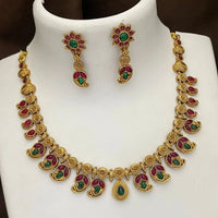 Joyful Jewel Art Matte Gold Plated Pota Stone Necklace Set