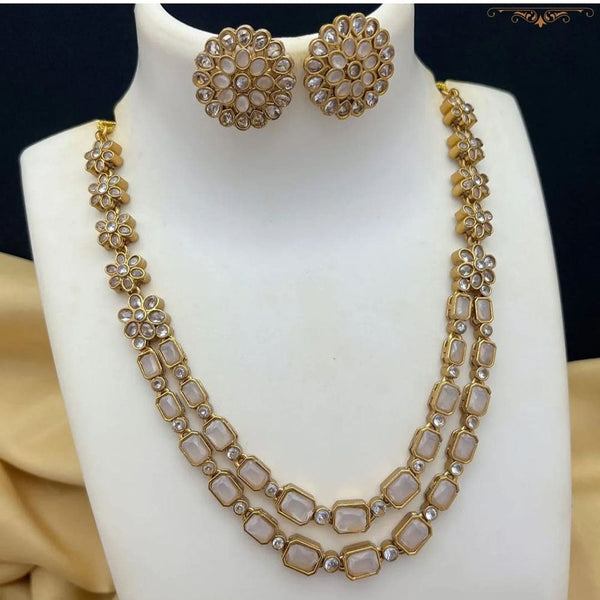 Joyful Jewel Art Matte Gold Plated Crystal Stone Necklace Set