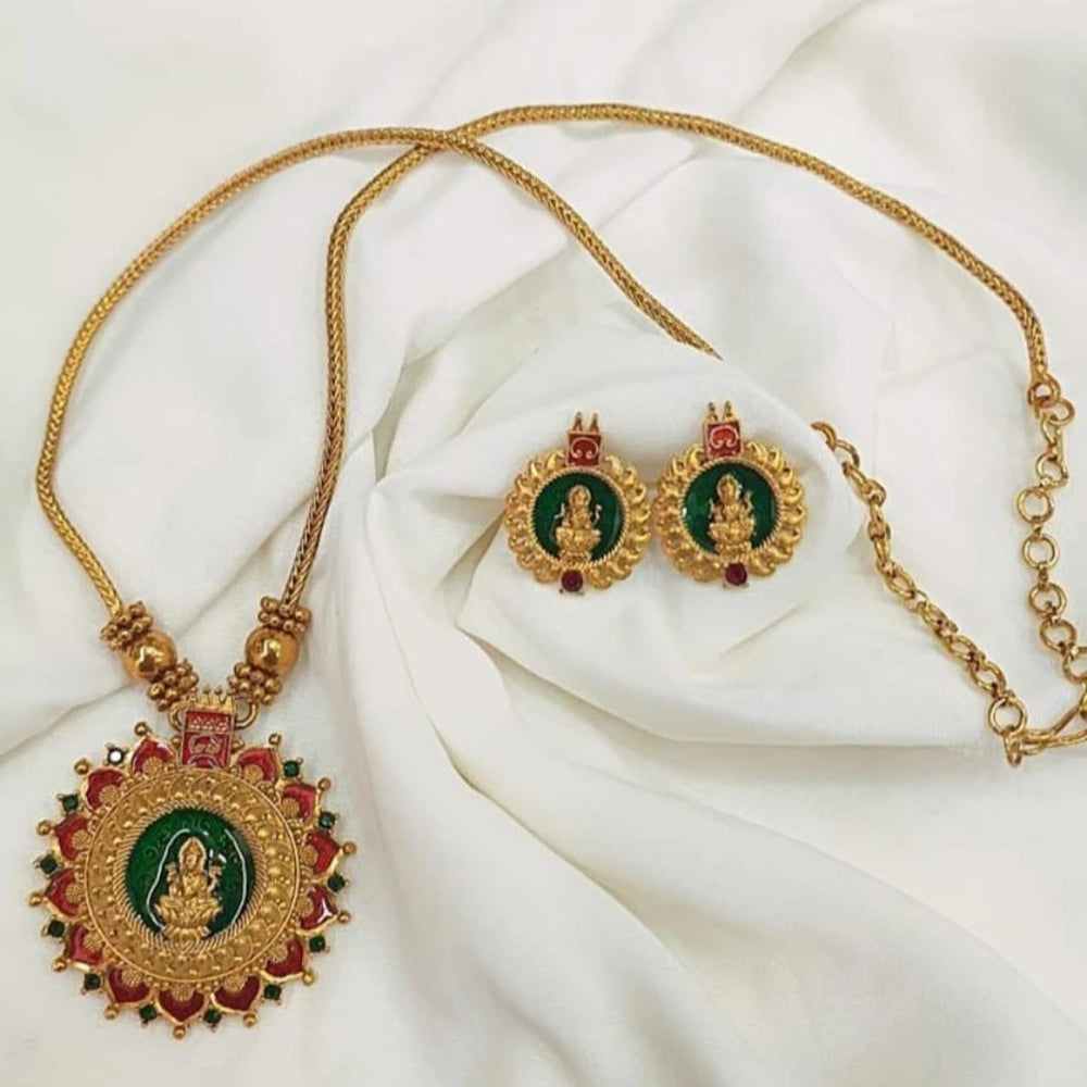 Joyful Jewel Art Matte Gold Plated Meenakari Temple Necklace Set