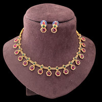 Joyful Jewel Art Matte Gold Plated Pota Stone Necklace Set