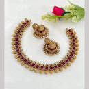 Joyful Jewel Art Matte Gold Plated Pota Stone Necklace Set