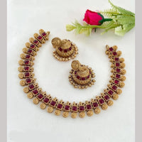 Joyful Jewel Art Matte Gold Plated Pota Stone Necklace Set