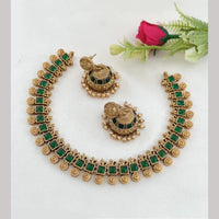 Joyful Jewel Art Matte Gold Plated Pota Stone Necklace Set