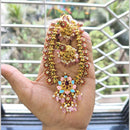Joyful Jewel Art Matte Gold Plated Pota Stone And Pearls Necklace Set