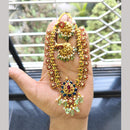 Joyful Jewel Art Matte Gold Plated Pota Stone And Pearls Necklace Set