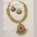 Joyful Jewel Art Matte Gold Plated Pota Stone Necklace Set
