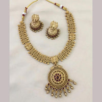 Joyful Jewel Art Matte Gold Plated Pota Stone Necklace Set