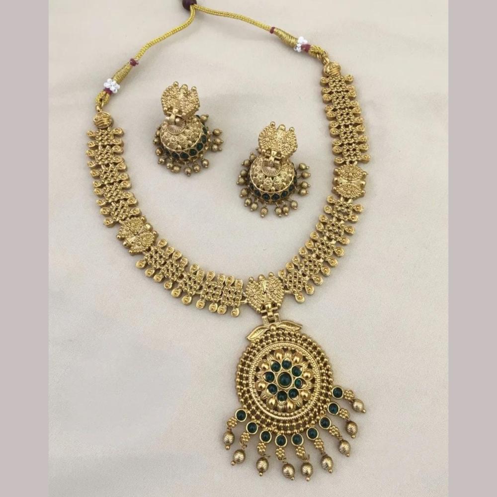 Joyful Jewel Art Matte Gold Plated Pota Stone Necklace Set