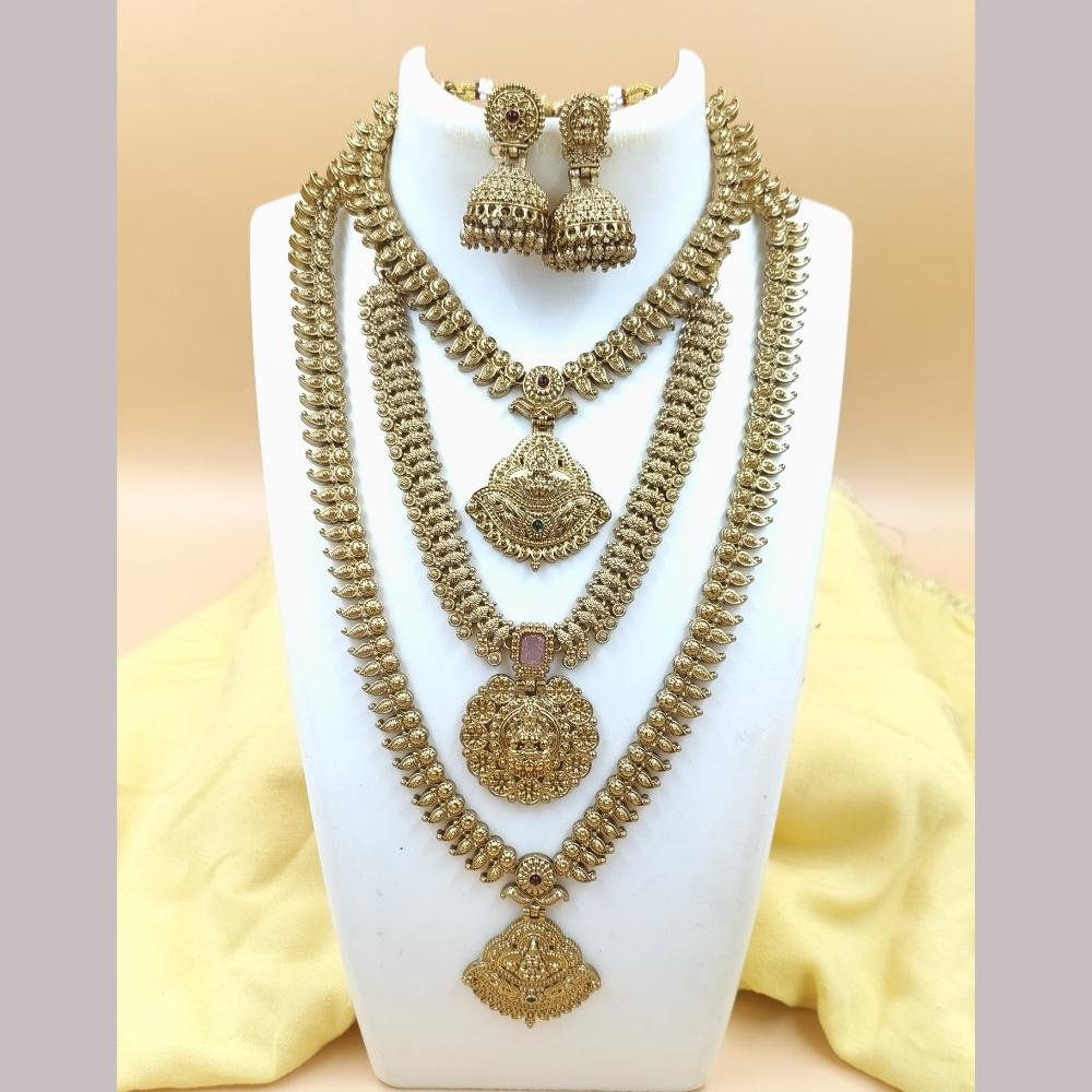 Joyful Jewel Art Matte Gold Plated Pota Stone Necklace Combo
