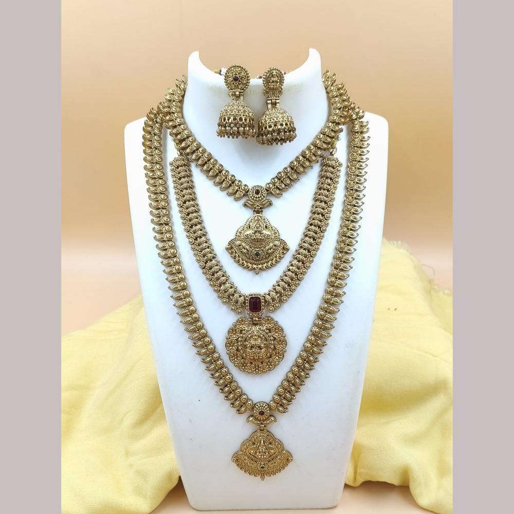Joyful Jewel Art Matte Gold Plated Pota Stone Necklace Combo