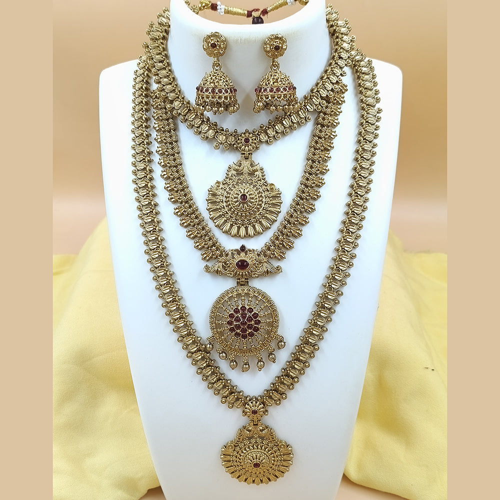 Joyful Jewel Art Matte Gold Plated Pota Stone Necklace Combo