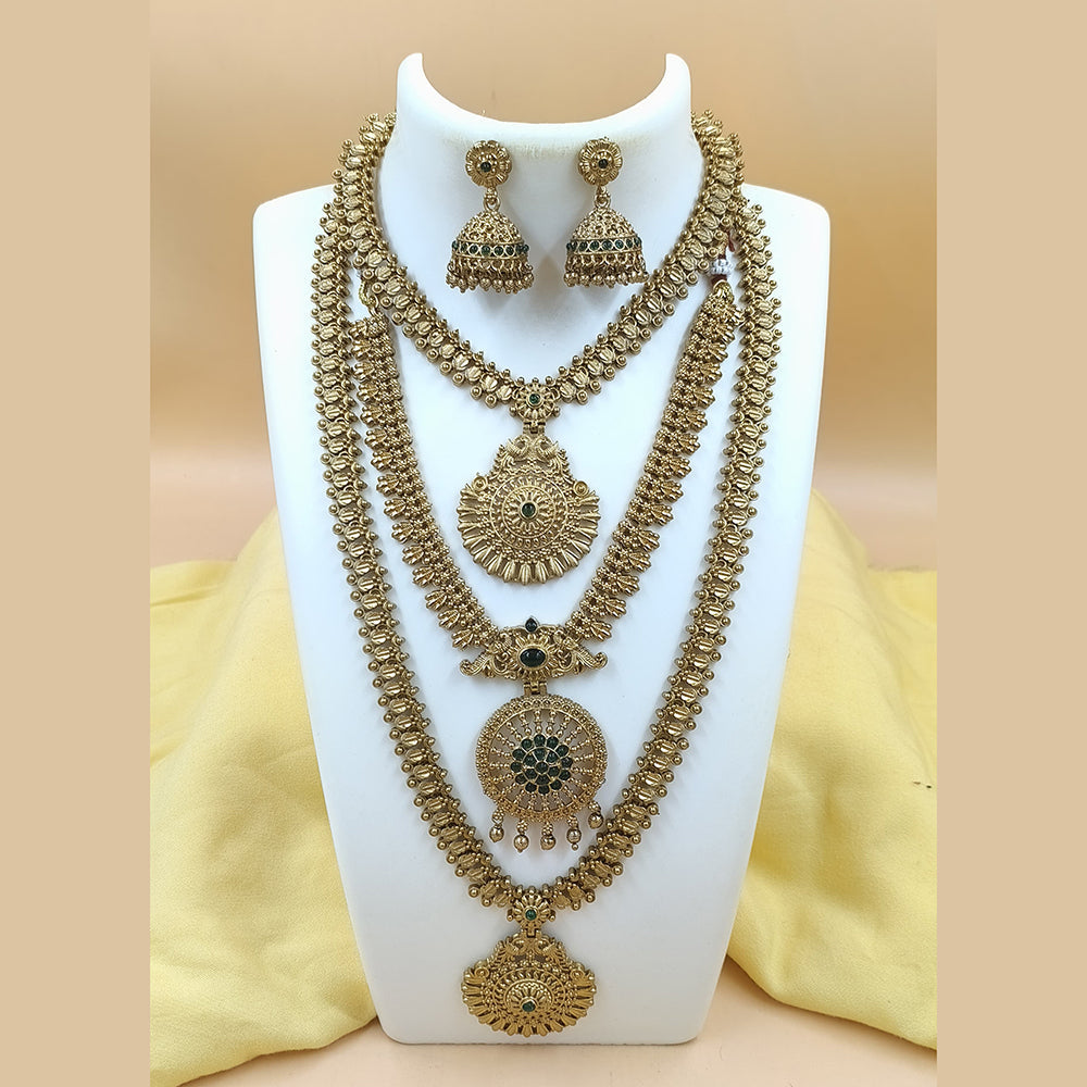 Joyful Jewel Art Matte Gold Plated Pota Stone Necklace Combo