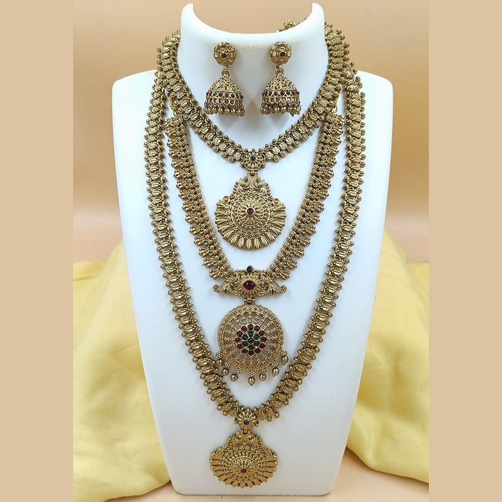 Joyful Jewel Art Matte Gold Plated Pota Stone Necklace Combo