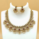 Joyful Jewel Art Matte Gold Plated Pota Stone Necklace Set