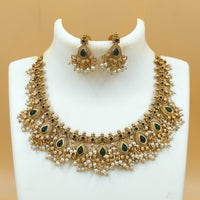 Joyful Jewel Art Matte Gold Plated Pota Stone Necklace Set
