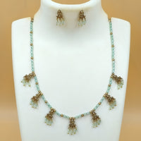Joyful Jewel Divine Elegance Art Matte Gold Plated Temple And Beads Necklace Set