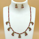 Joyful Jewel Divine Elegance Art Matte Gold Plated Temple And Beads Necklace Set